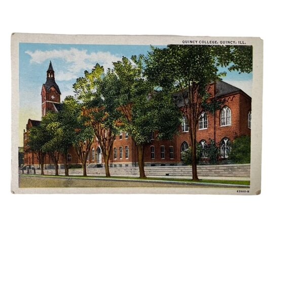 Vintage Postage Quincy College Illinois u  Curteich Chicago C T American Art Col - Picture 1 of 4